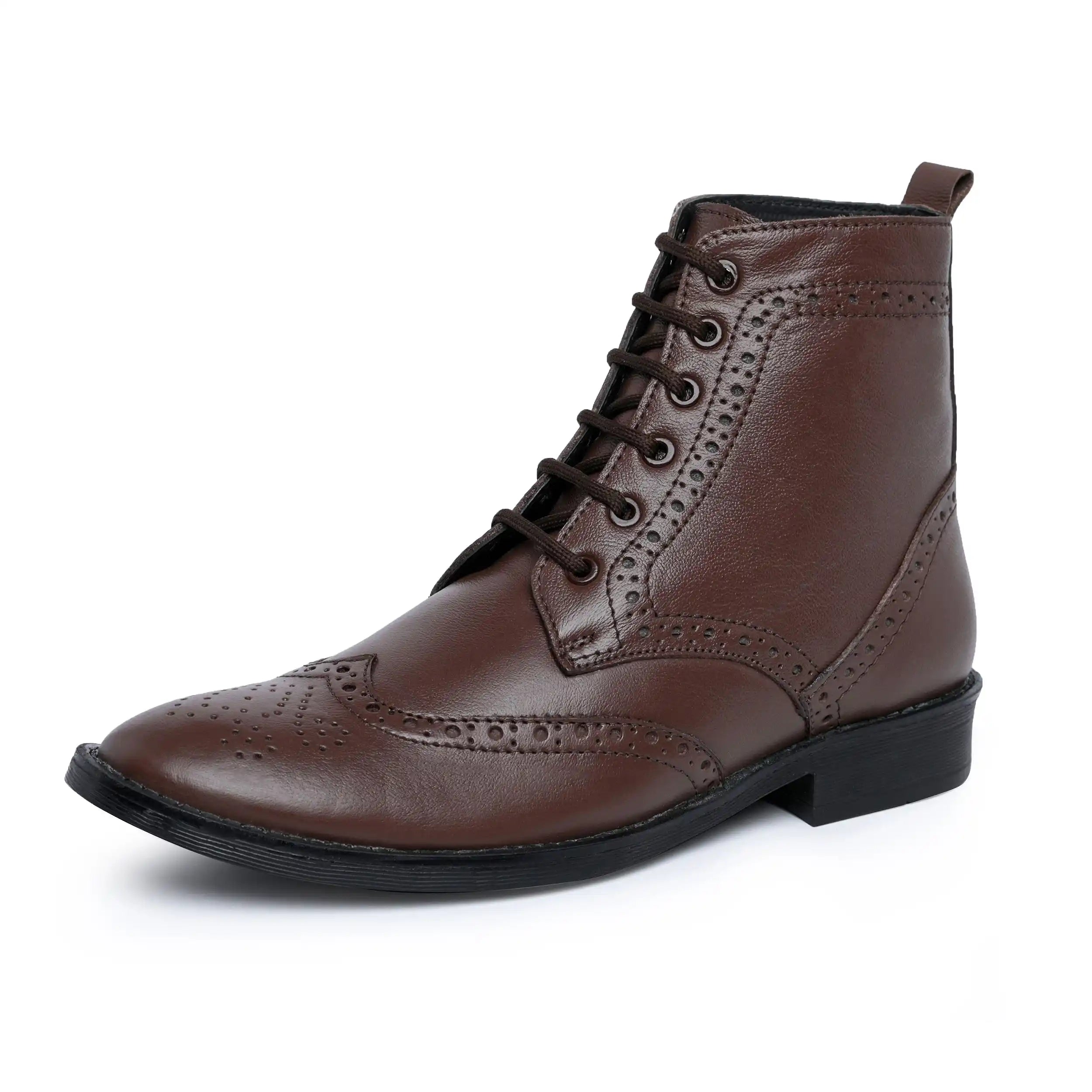 Men Pure Leather Brogue Boots – SREE SHOES