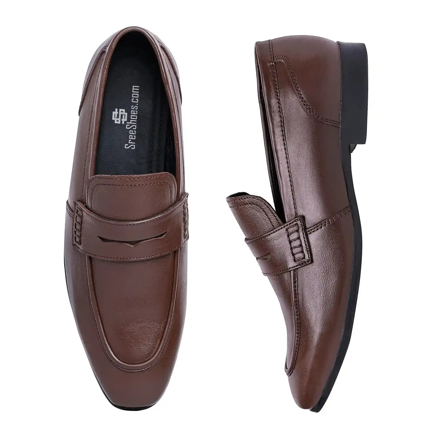 Men Pure Leather Penny Loafer Slip On Shoes