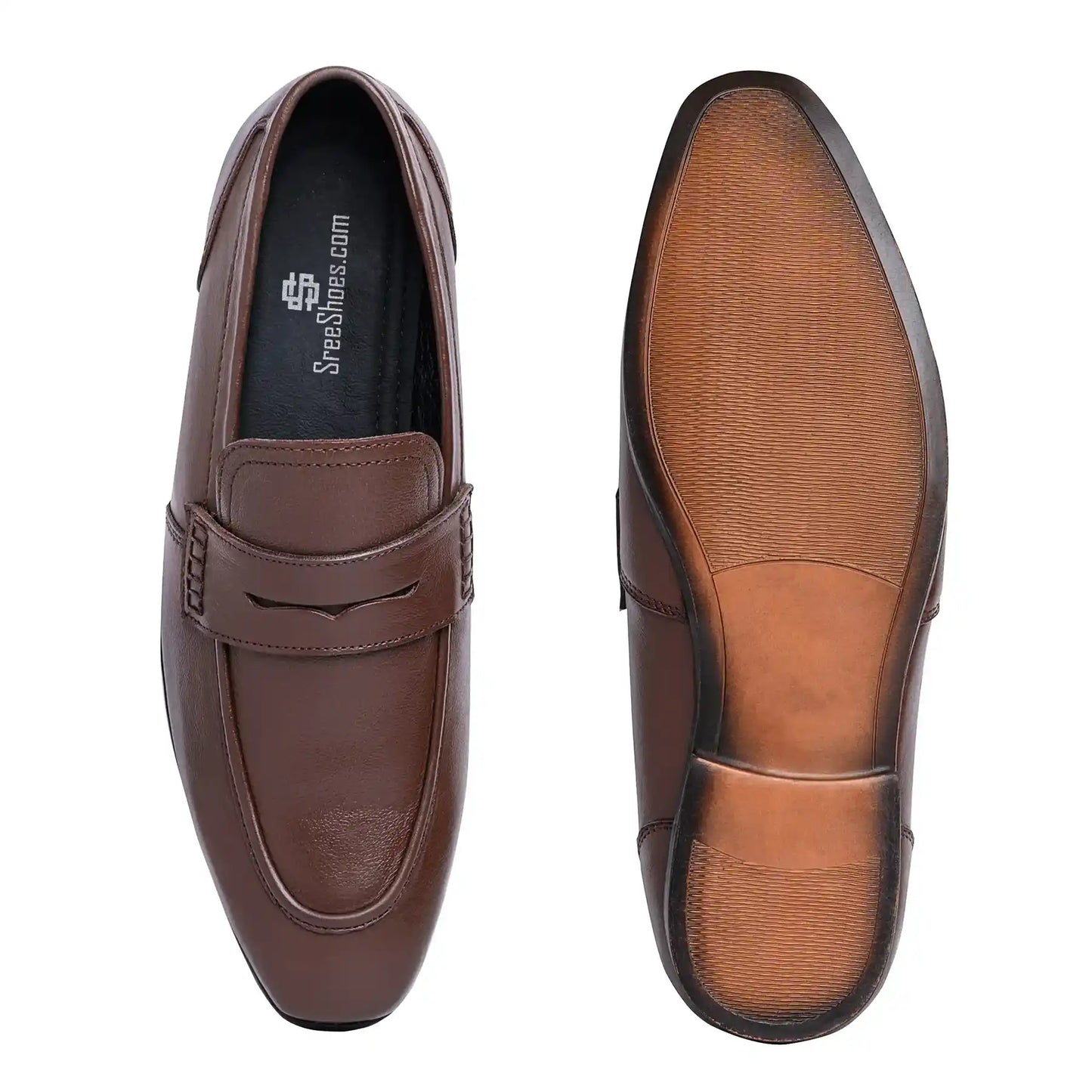 Men Pure Leather Penny Loafer Slip On Shoes