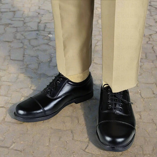 Oxford Lace Up Pure Leather Police Shoes