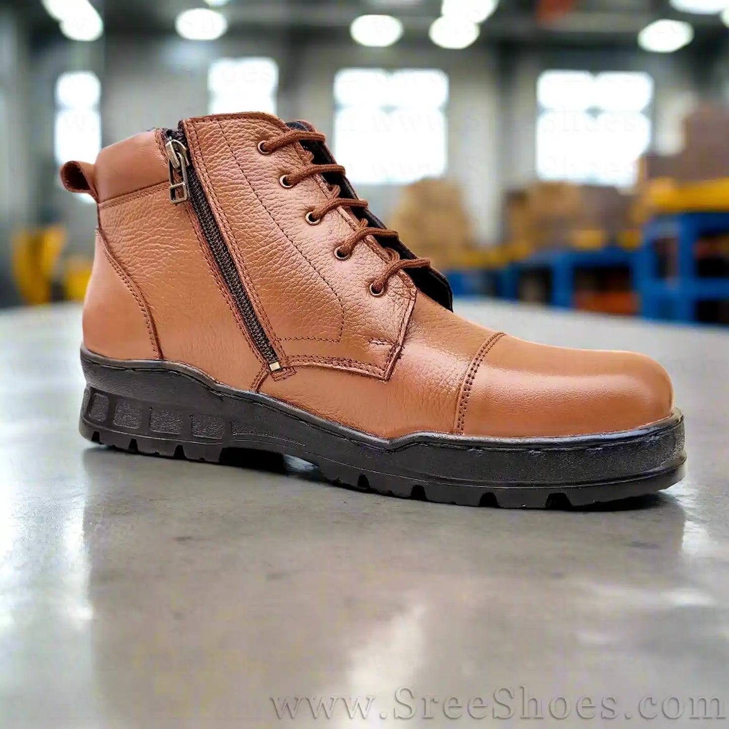 Pure Leather Police Boot for Men with zip