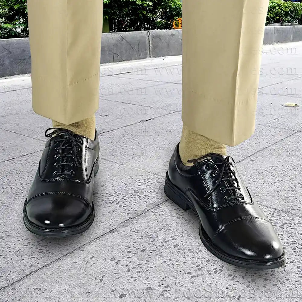 Police Uniform Shoes Pure Leather Oxford for Men